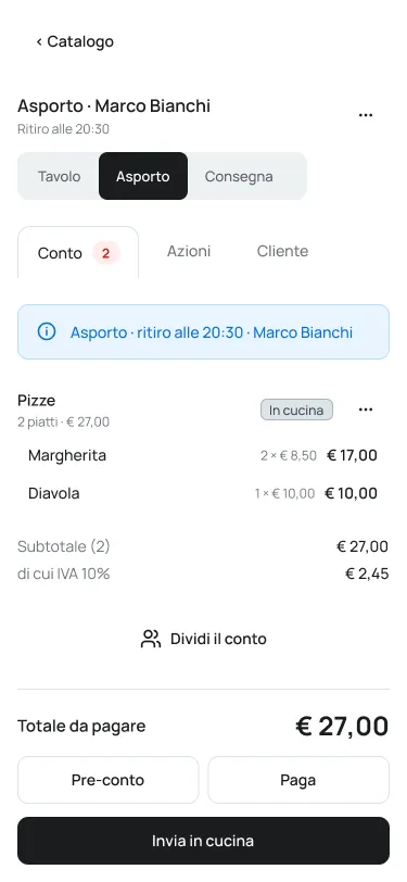 Asporto in cassa