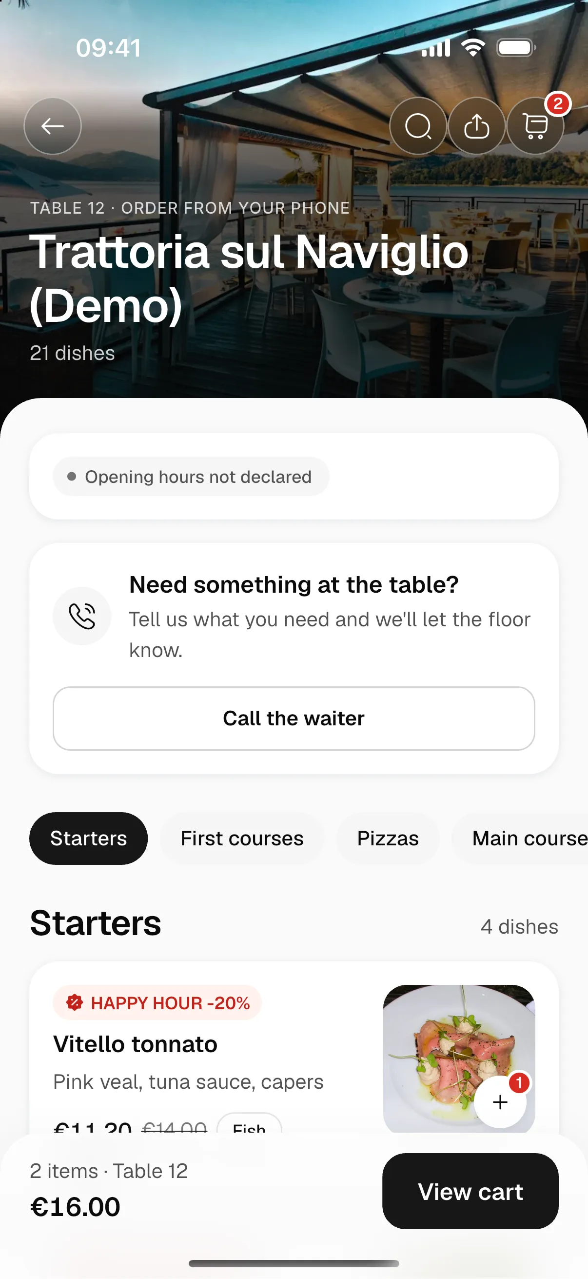 Menu del locale in inglese